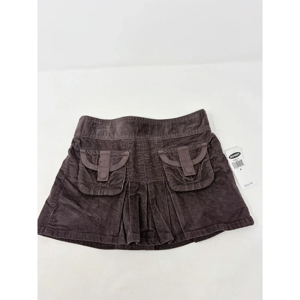 Old Navy Youth Girls Size 5 Cotton Corduroy Pull On Pleated Skirt in Purple 481